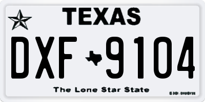 TX license plate DXF9104