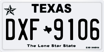 TX license plate DXF9106