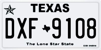 TX license plate DXF9108