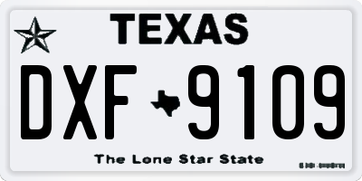 TX license plate DXF9109