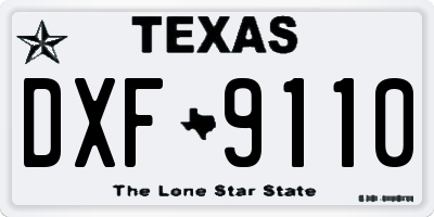 TX license plate DXF9110