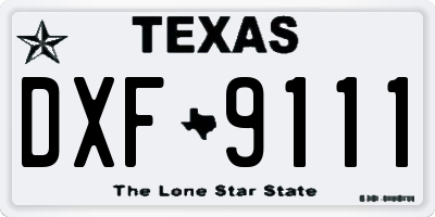 TX license plate DXF9111