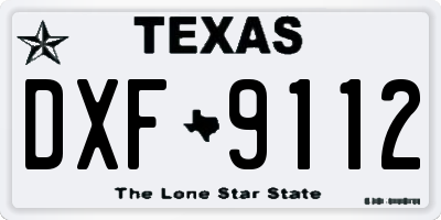 TX license plate DXF9112