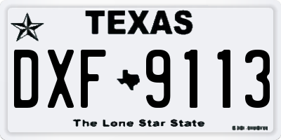 TX license plate DXF9113