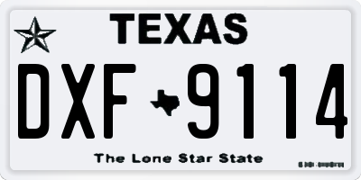 TX license plate DXF9114