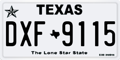 TX license plate DXF9115