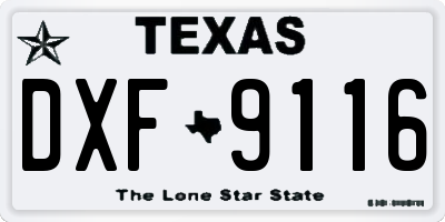 TX license plate DXF9116
