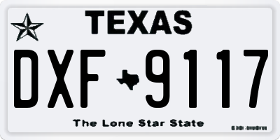 TX license plate DXF9117