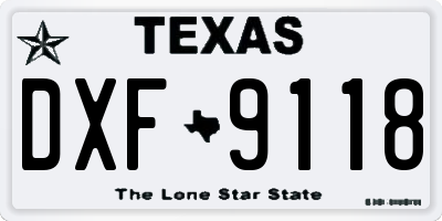 TX license plate DXF9118