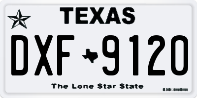 TX license plate DXF9120