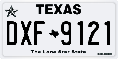 TX license plate DXF9121