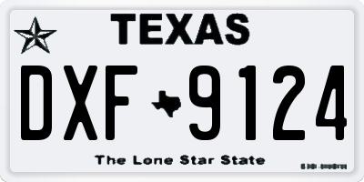TX license plate DXF9124