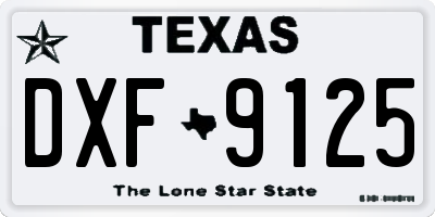 TX license plate DXF9125