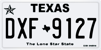 TX license plate DXF9127