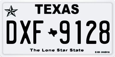 TX license plate DXF9128