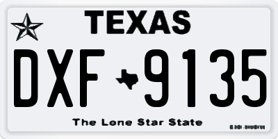 TX license plate DXF9135