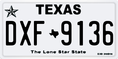 TX license plate DXF9136