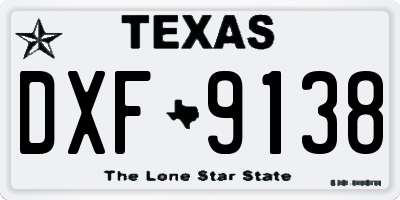 TX license plate DXF9138