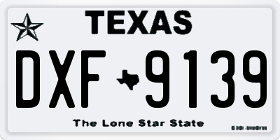 TX license plate DXF9139