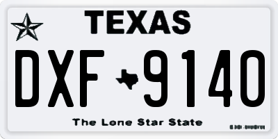 TX license plate DXF9140