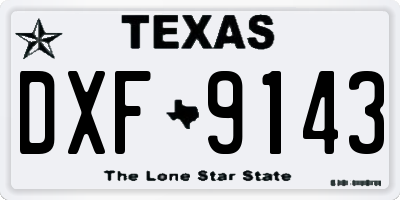 TX license plate DXF9143