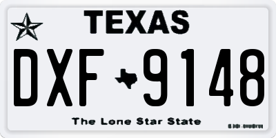 TX license plate DXF9148