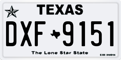 TX license plate DXF9151
