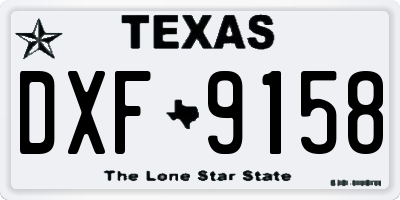 TX license plate DXF9158