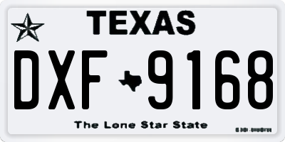 TX license plate DXF9168