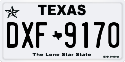 TX license plate DXF9170