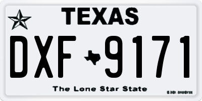 TX license plate DXF9171