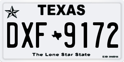TX license plate DXF9172