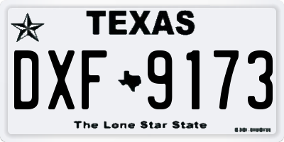 TX license plate DXF9173