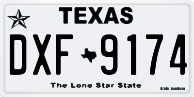 TX license plate DXF9174