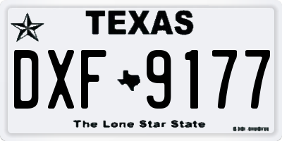 TX license plate DXF9177