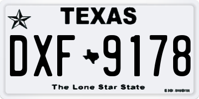 TX license plate DXF9178