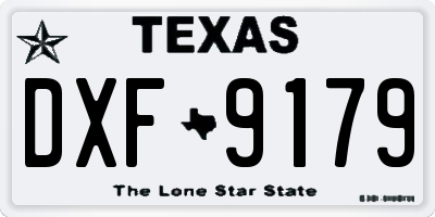 TX license plate DXF9179