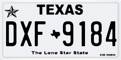 TX license plate DXF9184