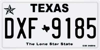TX license plate DXF9185
