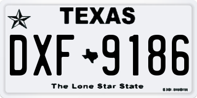 TX license plate DXF9186