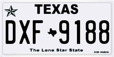 TX license plate DXF9188