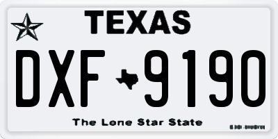 TX license plate DXF9190