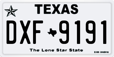 TX license plate DXF9191