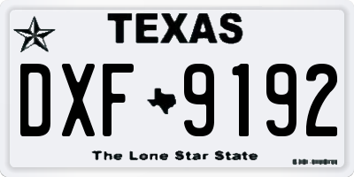 TX license plate DXF9192