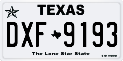 TX license plate DXF9193