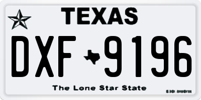 TX license plate DXF9196