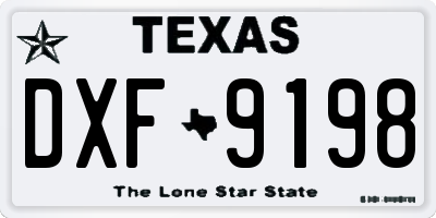 TX license plate DXF9198