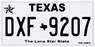 TX license plate DXF9207