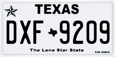 TX license plate DXF9209