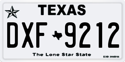 TX license plate DXF9212